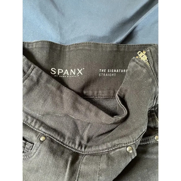 Spanx The Signature Straight Pant Trousers Black Side Zipper Raw Hem Size 25 - Picture 4 of 8